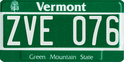 VT license plate ZVE076