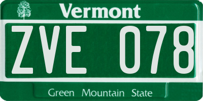 VT license plate ZVE078