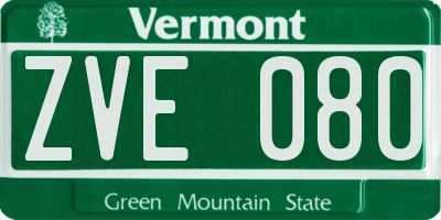 VT license plate ZVE080