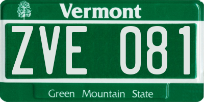 VT license plate ZVE081