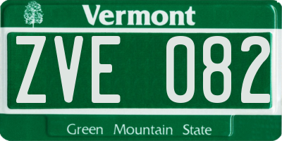 VT license plate ZVE082