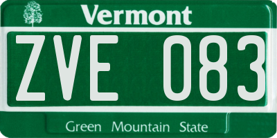 VT license plate ZVE083