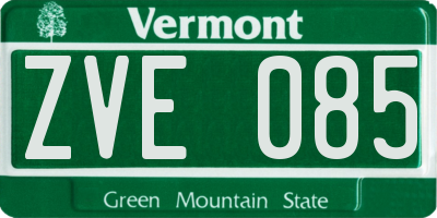 VT license plate ZVE085