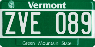 VT license plate ZVE089