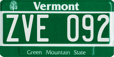 VT license plate ZVE092