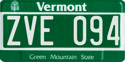 VT license plate ZVE094