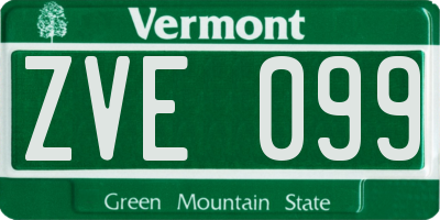 VT license plate ZVE099