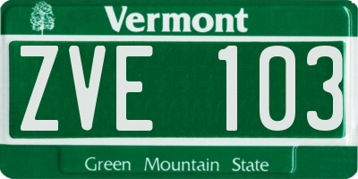 VT license plate ZVE103