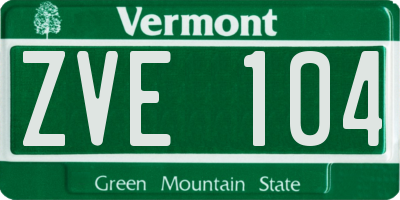 VT license plate ZVE104