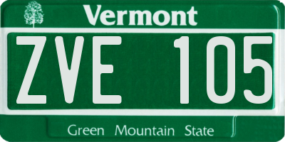 VT license plate ZVE105
