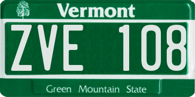 VT license plate ZVE108