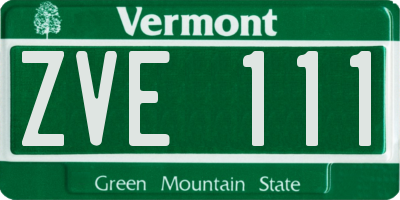 VT license plate ZVE111