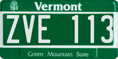 VT license plate ZVE113