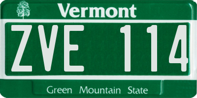 VT license plate ZVE114