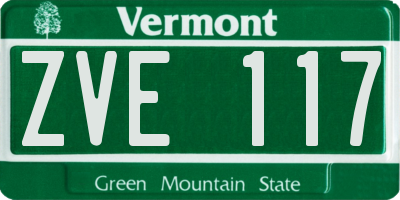 VT license plate ZVE117