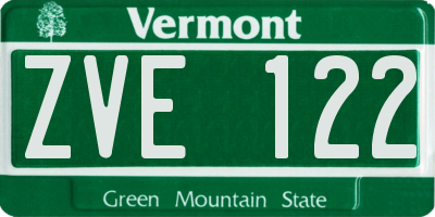 VT license plate ZVE122