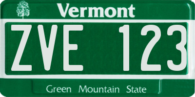 VT license plate ZVE123