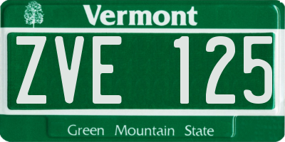 VT license plate ZVE125