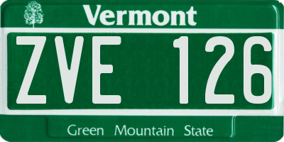 VT license plate ZVE126