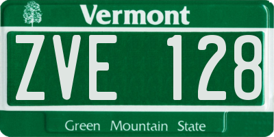 VT license plate ZVE128