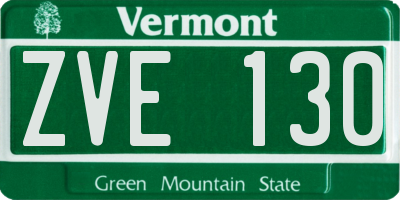 VT license plate ZVE130
