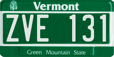 VT license plate ZVE131