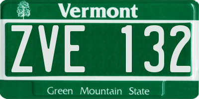 VT license plate ZVE132