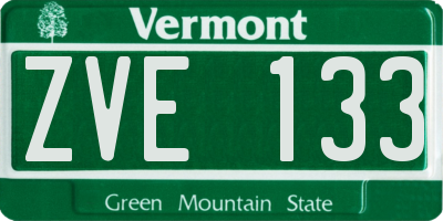 VT license plate ZVE133