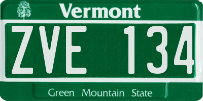 VT license plate ZVE134