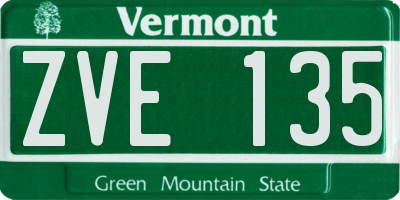 VT license plate ZVE135