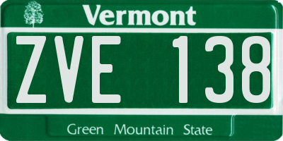 VT license plate ZVE138