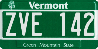 VT license plate ZVE142