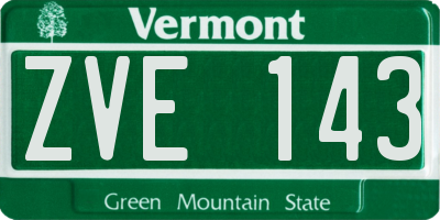 VT license plate ZVE143