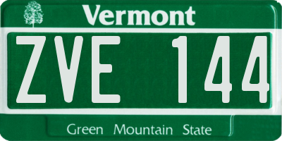 VT license plate ZVE144