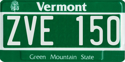 VT license plate ZVE150