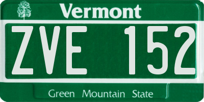 VT license plate ZVE152