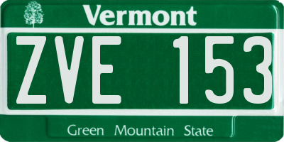 VT license plate ZVE153