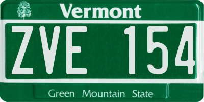 VT license plate ZVE154