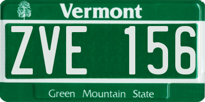 VT license plate ZVE156