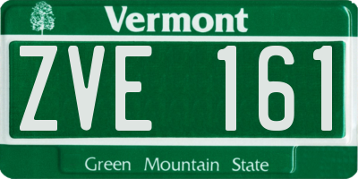 VT license plate ZVE161
