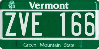 VT license plate ZVE166