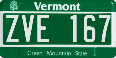 VT license plate ZVE167