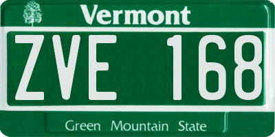 VT license plate ZVE168