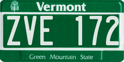 VT license plate ZVE172