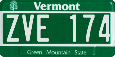 VT license plate ZVE174