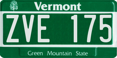 VT license plate ZVE175
