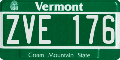VT license plate ZVE176