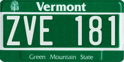 VT license plate ZVE181