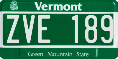 VT license plate ZVE189