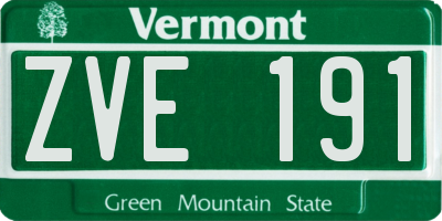 VT license plate ZVE191